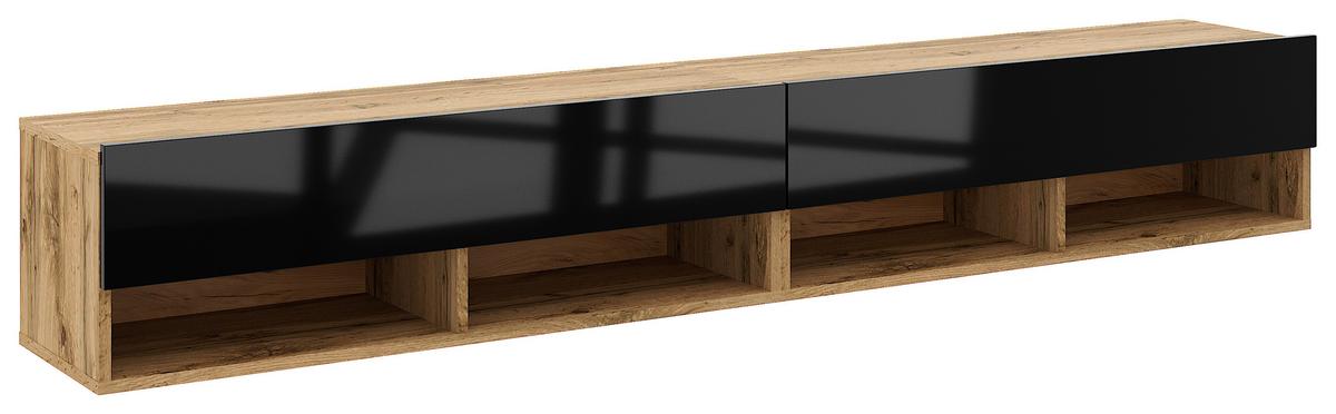 Lowboard Derby 200 - Eiche Wotan/Schwarz, Design, Holzwerkstoff (200/31,5/32,5cm) - Livetastic