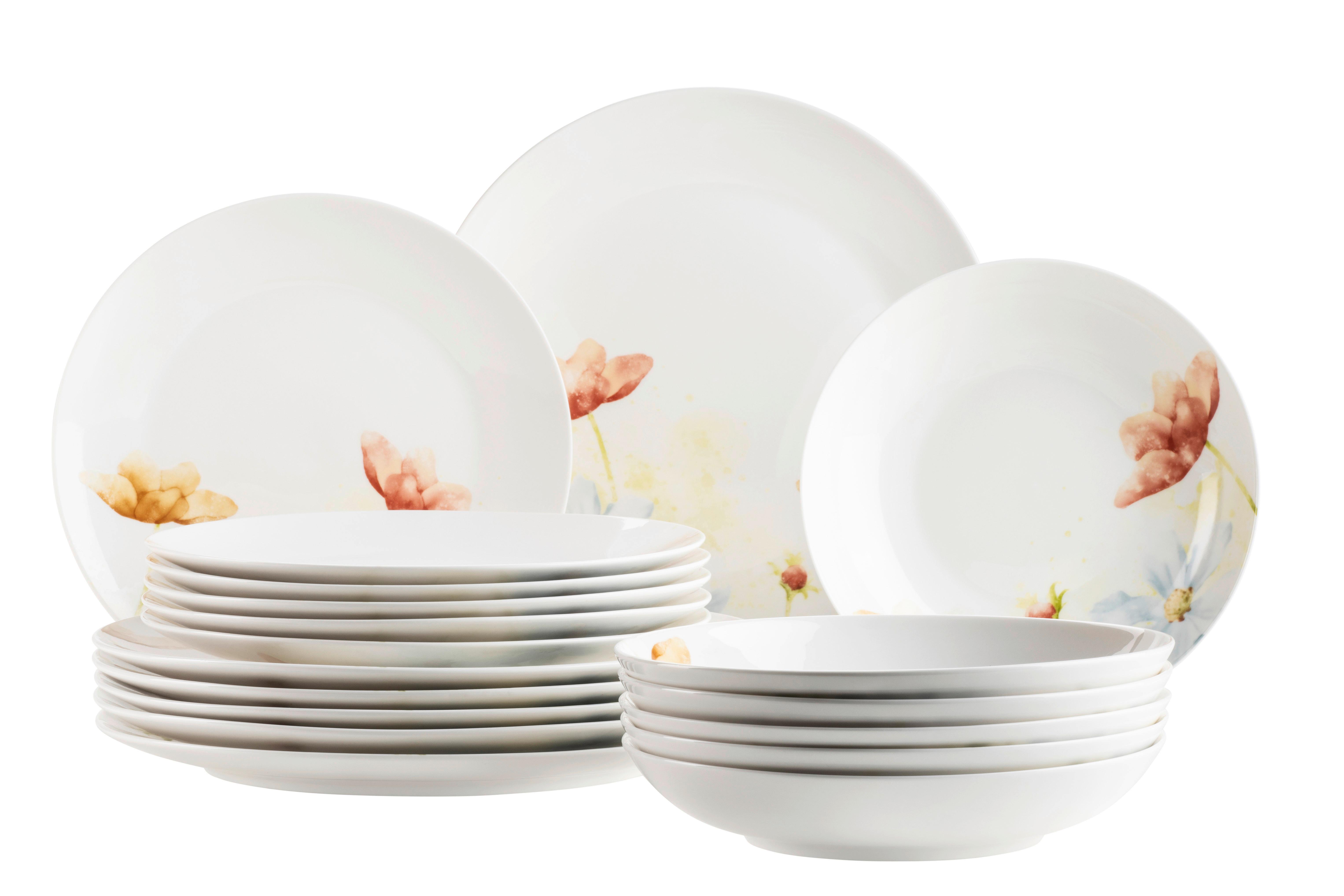 Tafelservice Amapola 18-Teilig Keramik, Weiß, 6 Personen - Weiß, Basics, Keramik - Mäser