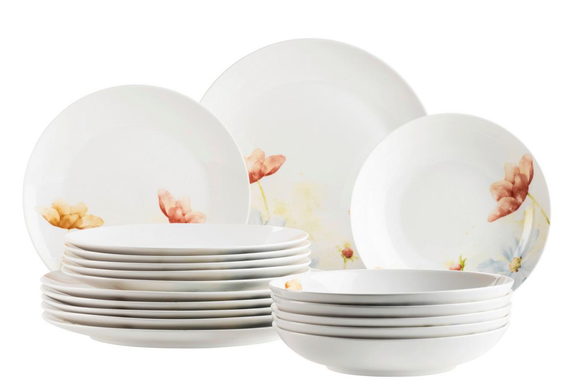 Tafelservice Amapola 18-Teilig Keramik, Weiß, 6 Personen - Weiß, Basics, Keramik - Mäser