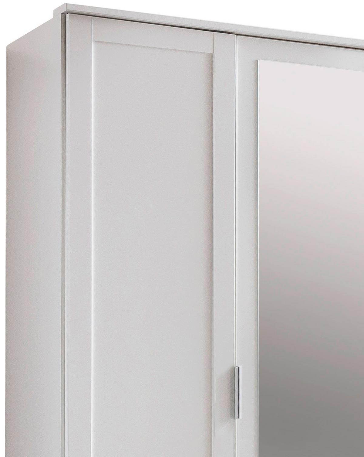 Drehtürenschrank Mit Spiegel + Laden 135cm Nadja, Weiß - Weiß, KONVENTIONELL, Glas/Holzwerkstoff (135/210/59cm) - MID.YOU