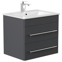 Waschtischkombi Apollo Graphitfarben B: 61,5 cm - Graphitfarben/Weiß, Basics, Keramik/Holzwerkstoff (61,5/56/46,5cm) - MID.YOU