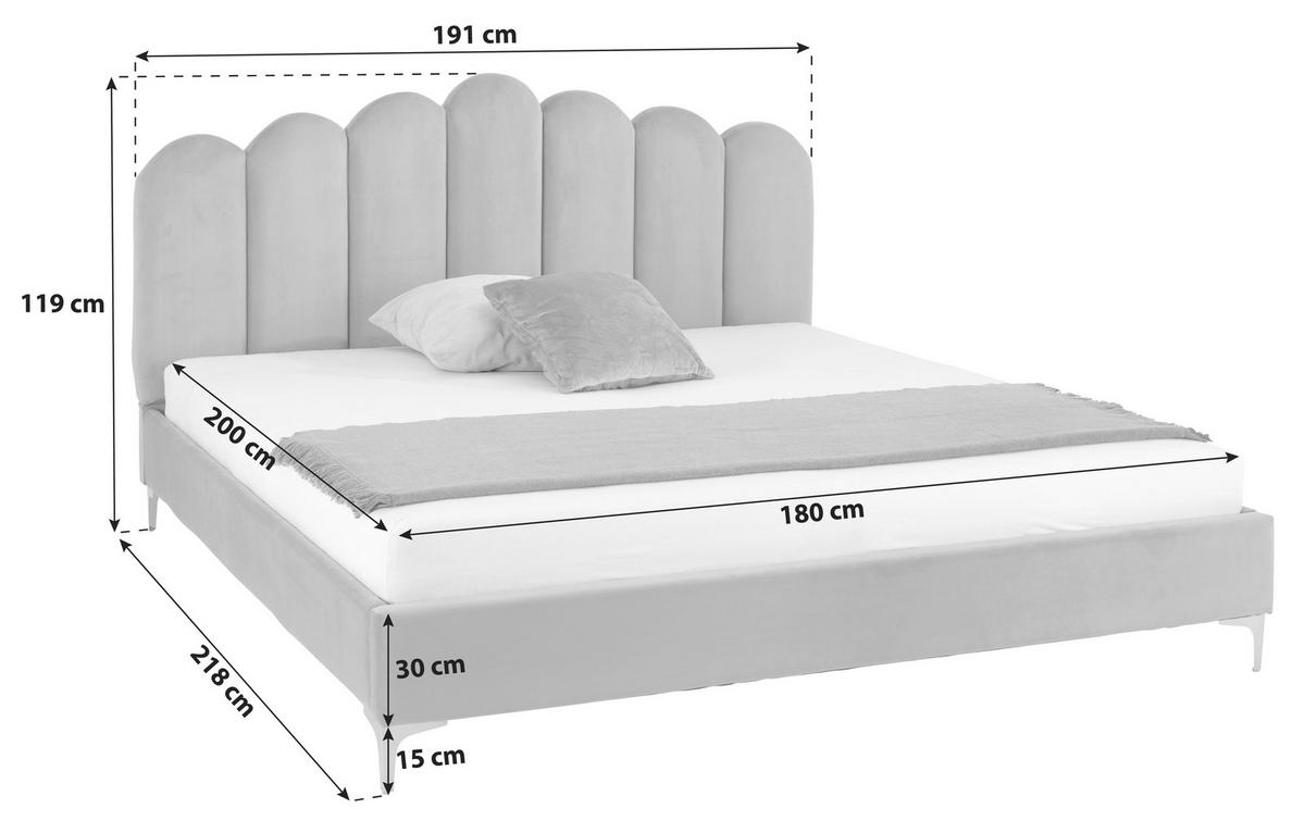 Kárpitozott Ágy Lucy 180/200 Cm - fekete/szürke, Modern, faalapú anyag/textil (180/200cm) - Livetastic