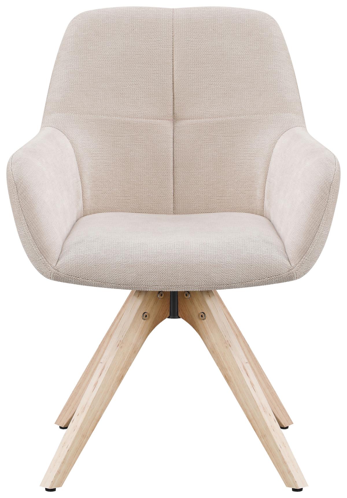 Armlehnstuhl Woody Webstoff beige, B: 64 cm - Beige/Naturfarben, Trend, Holz/Textil (64/83/61cm)