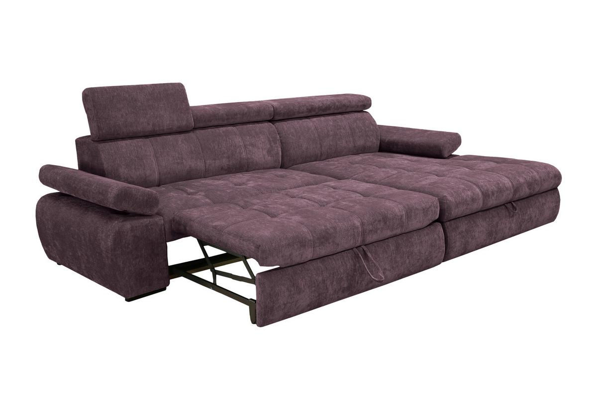 Rohová sedačka VEGAS, pravá, černicová ženilka - čierna/černicová, Design, drevo/textil (294/173cm)