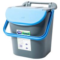 Mülleimer Tower Mit Deckel 30l Kunststoff Blau/grau - Blau/Grau, Basics, Kunststoff (34/38/42cm)