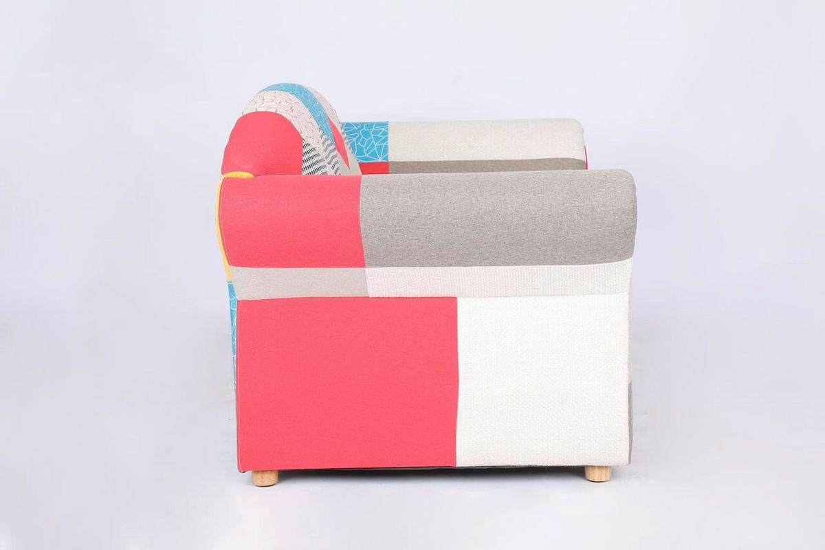 2-Sitzer Loretta, bunt ca. 153x83x85 cm - Hellbraun/Weiß Hochglanz, Basics, Holz/Textil (204/83/85cm)