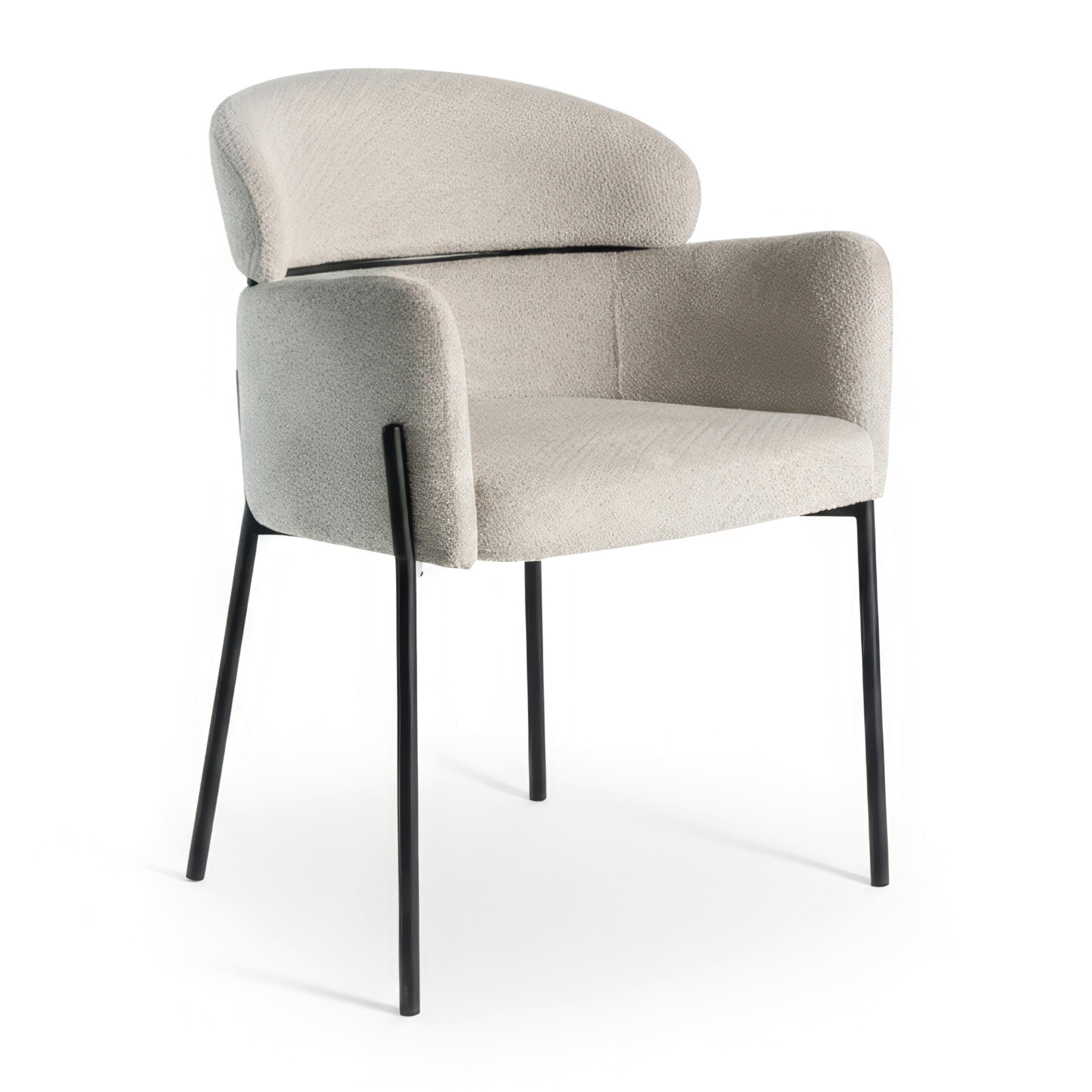 Židle s područkami Chloe, šedobéžová - černá/šedobéžová, Moderní, kov/textil (62/79/59,5cm) - Bessagi Home