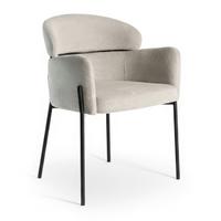Židle s područkami Chloe, šedobéžová - černá/šedobéžová, Moderní, kov/textil (62/79/59,5cm) - Bessagi Home