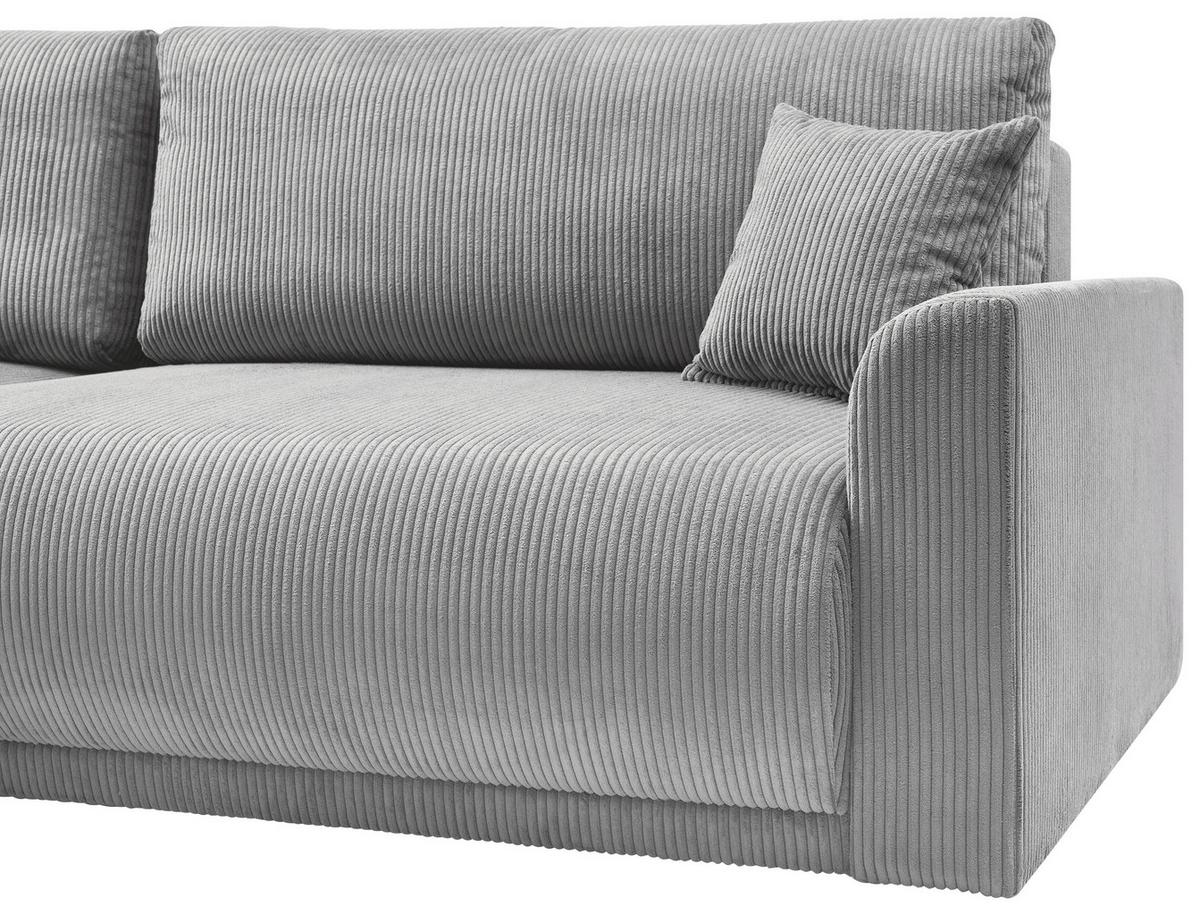 Rohová sedačka KIM L146, oboustranná, šedý manšestr - šedá, Moderní, dřevo (233/146cm)