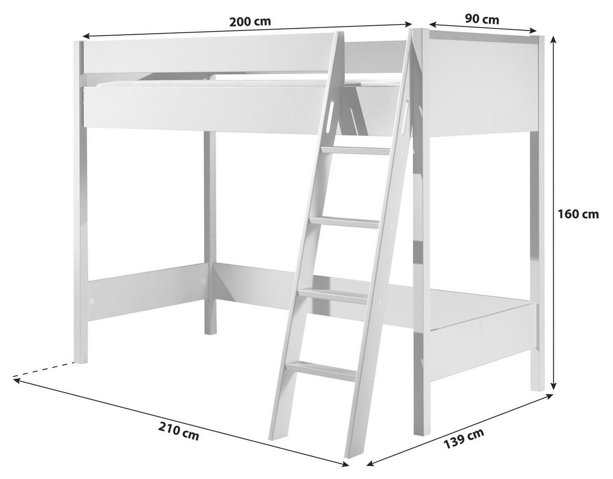 Hochbett London Dunkelgrau 90x200 cm - Dunkelgrau/Anthrazit, MODERN, Holz/Holzwerkstoff (90/200cm) - Vipack
