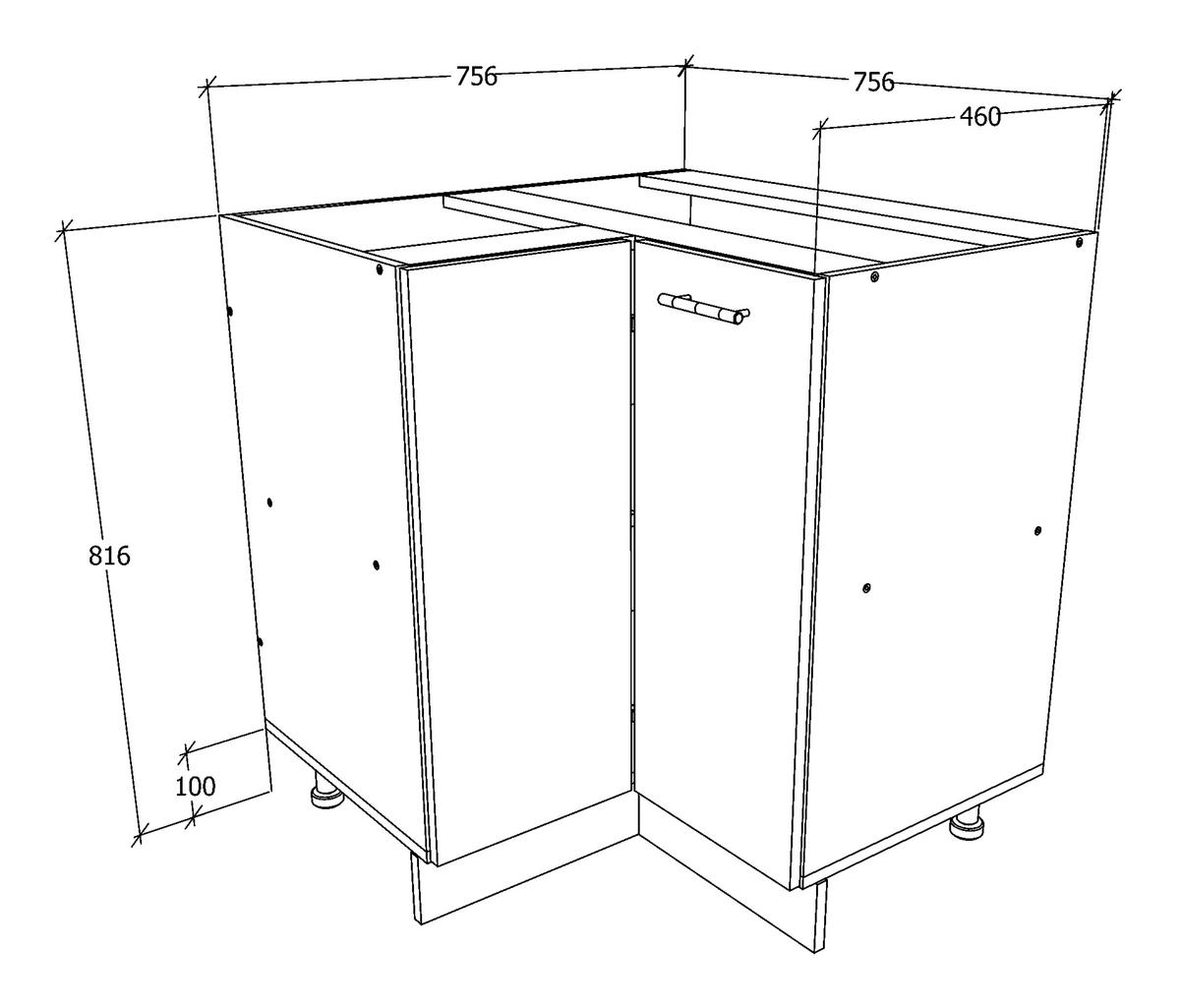 Eckunterschrank Esilo B: 76 cm Weiß/Eiche Dekor - Weiß/Sonoma Eiche, KONVENTIONELL, Holzwerkstoff (76/82/76cm) - MID.YOU