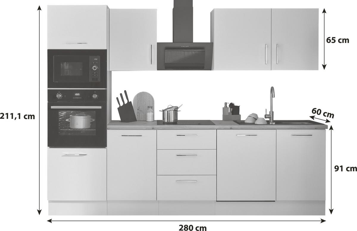 Küchenblock Turin Schwarz/eiche Dekor B: 280 Cm - Schwarz/Eiche Artisan, Basics, Holzwerkstoff (280cm) - P & B