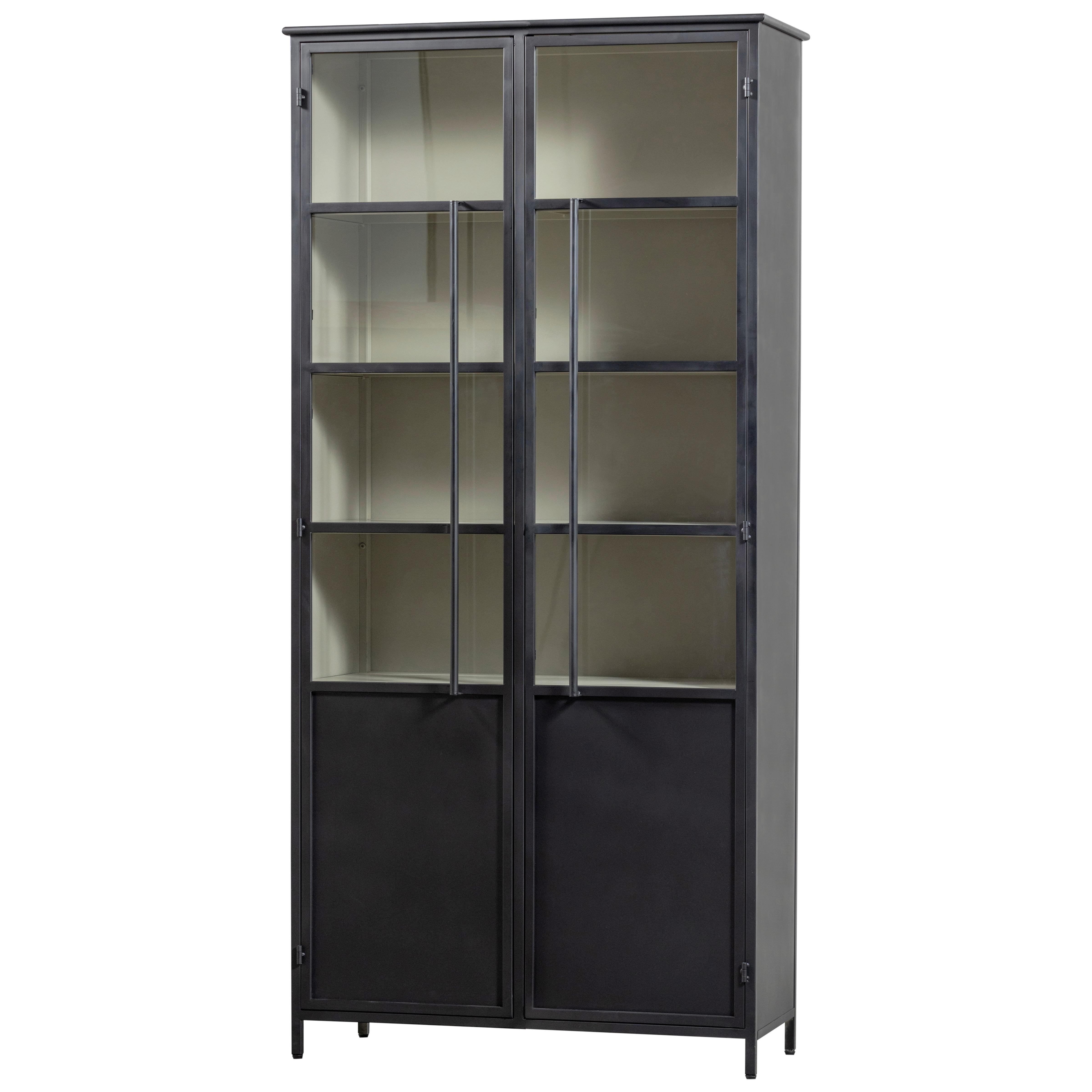 Vitrine Exhibit Schwarz B: 96 cm - Schwarz, Design, Glas/Metall (96/200/40cm) - Livetastic