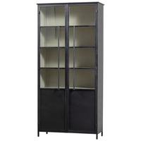 Vitrine Exhibit Schwarz B: 96 cm - Schwarz, Design, Glas/Metall (96/200/40cm) - Livetastic
