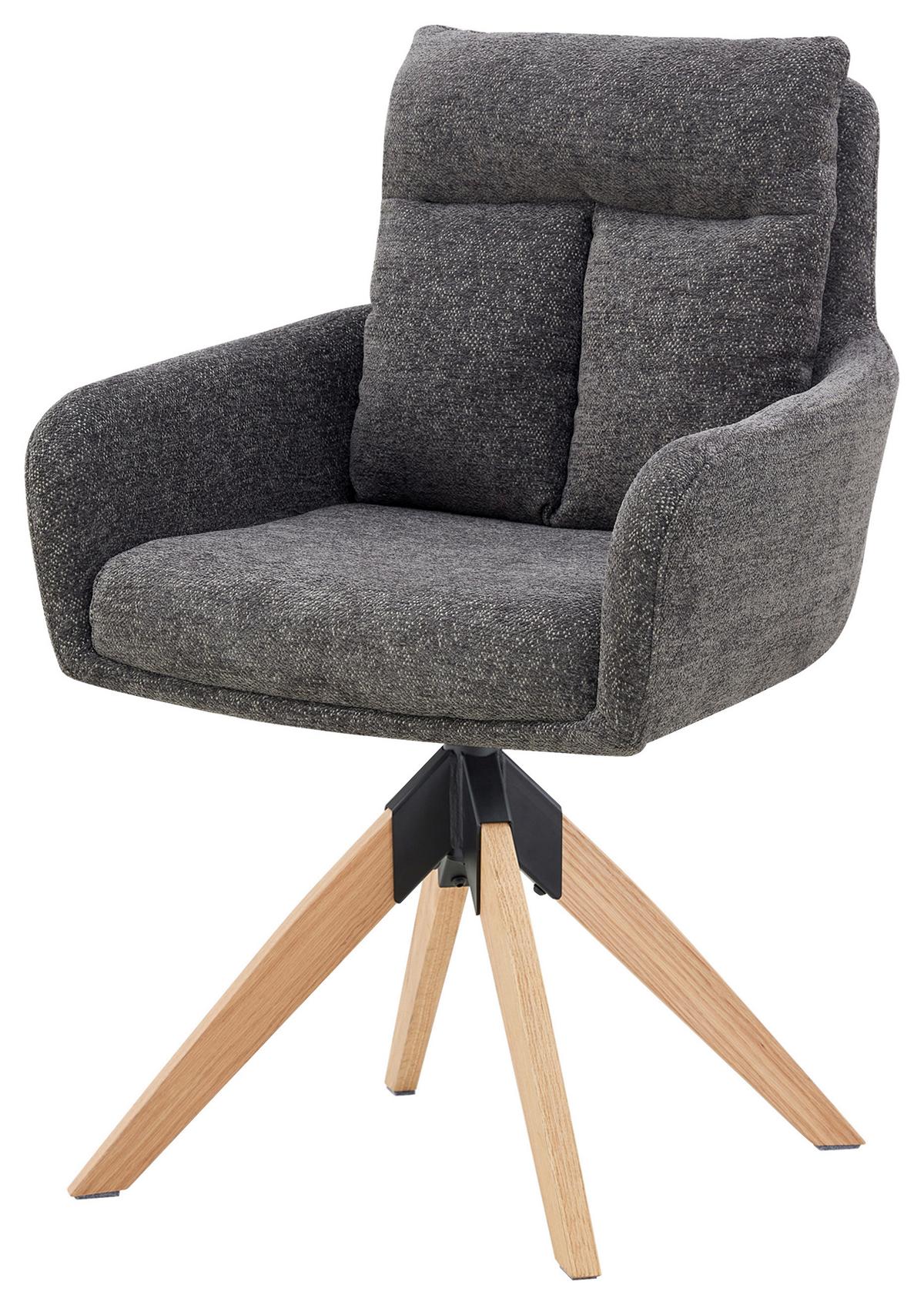 Armlehnstuhl Malik grau, Sitzflä. 360° drehbar - Naturfarben/Grau, KONVENTIONELL, Holz/Textil (59/92/63cm) - Livetastic