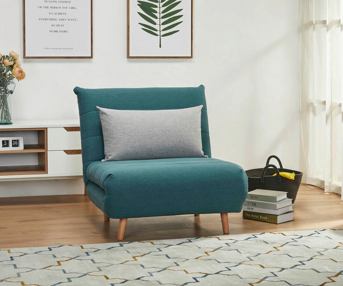 Fekvőfotel Simon - kék/szürke, Modern, textil (77/84/91cm) - Ondega