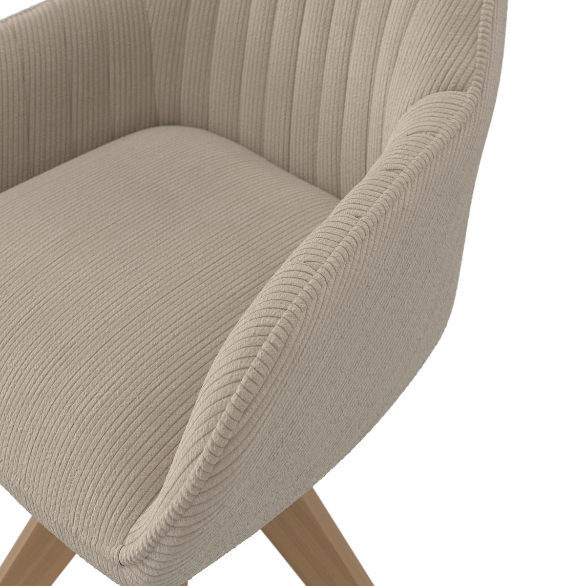 Židle s područkami SALLY, béžová - barvy buku/béžová, Moderní, dřevo/textil (61/84/58cm) - Bessagi Home