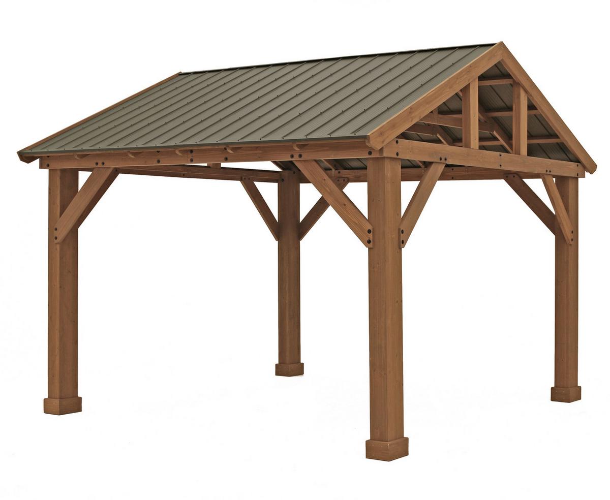Pavillon YUKon 366x427 cm wetterfest regenabweisend - Naturfarben, Basics, Holz/Metall (366/330/427cm)