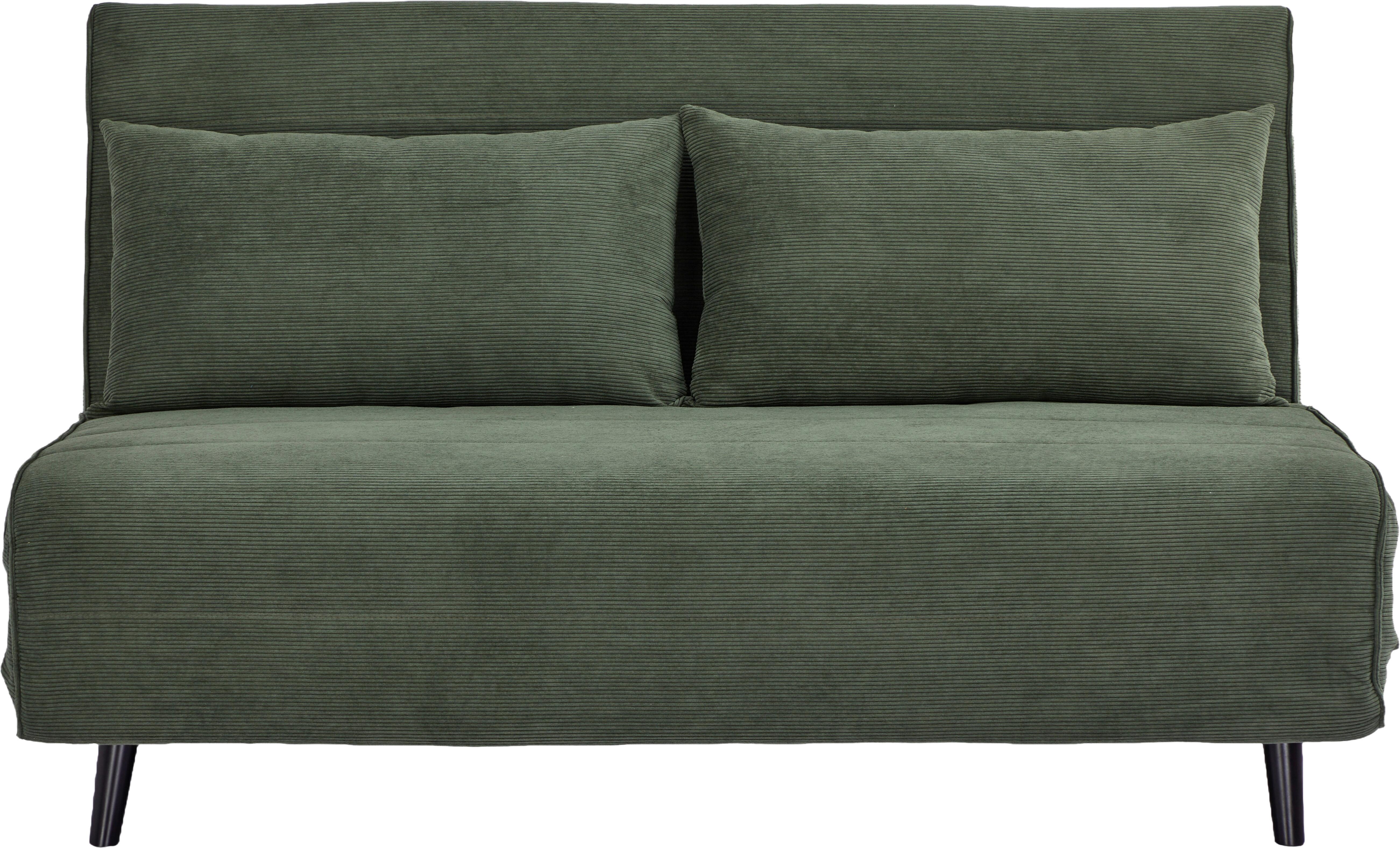 Rozkládací pohovka NIGHT-140, zelený manšestr, max. 240 kg - černá/zelená, Moderní, dřevo/textil (141/80/91cm) - Mömax