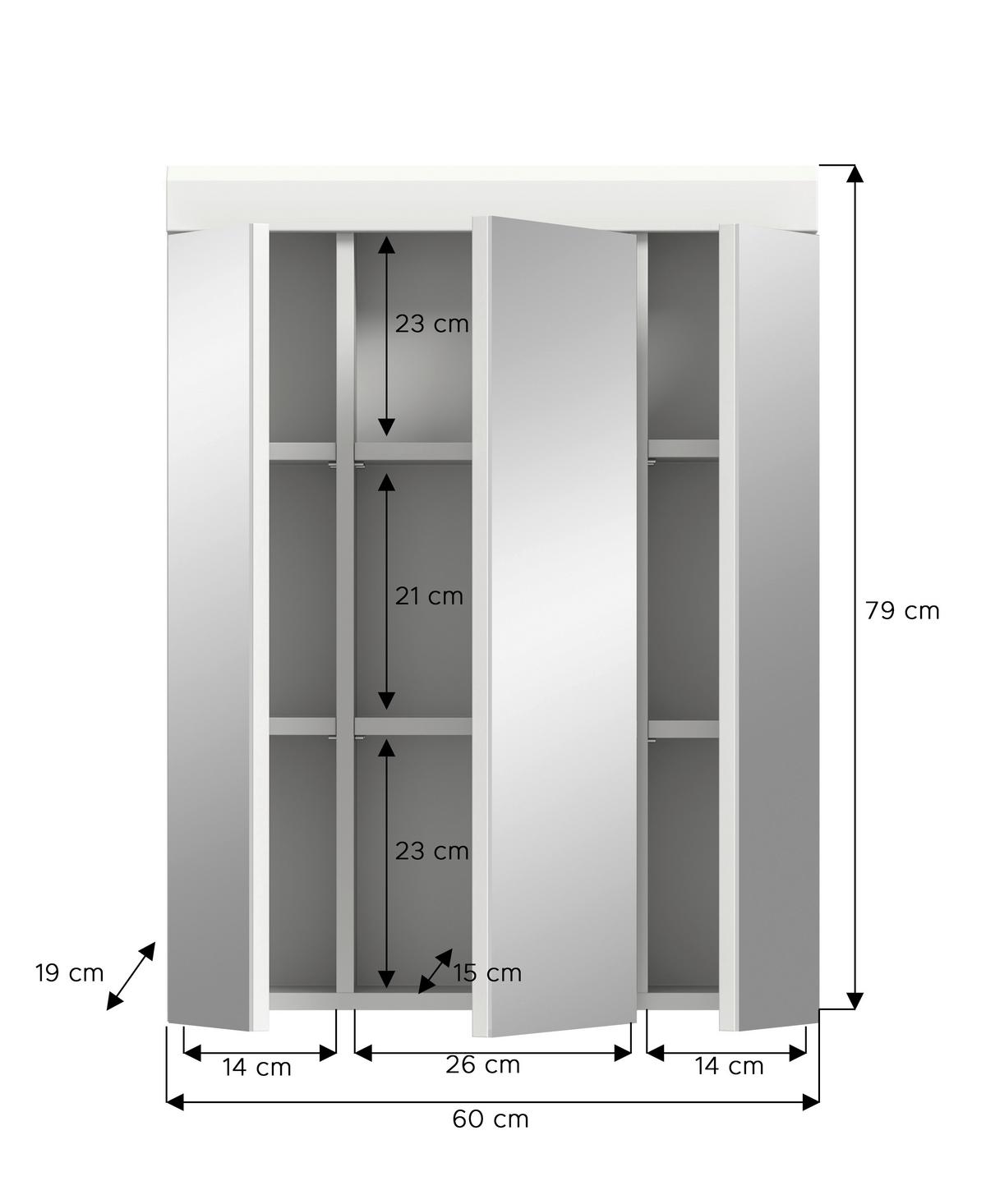 Spiegelschrank Scout Weiß Hg B: 60 Cm - Weiß Hochglanz, MODERN, Glas/Holzwerkstoff (60/79/18cm) - MID.YOU