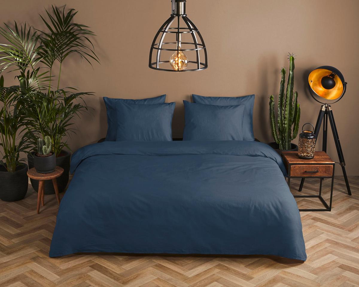 Bettwäsche Blau Dunkelblau 135x200 Cm - Dunkelblau, Basics, Textil (135/200cm)