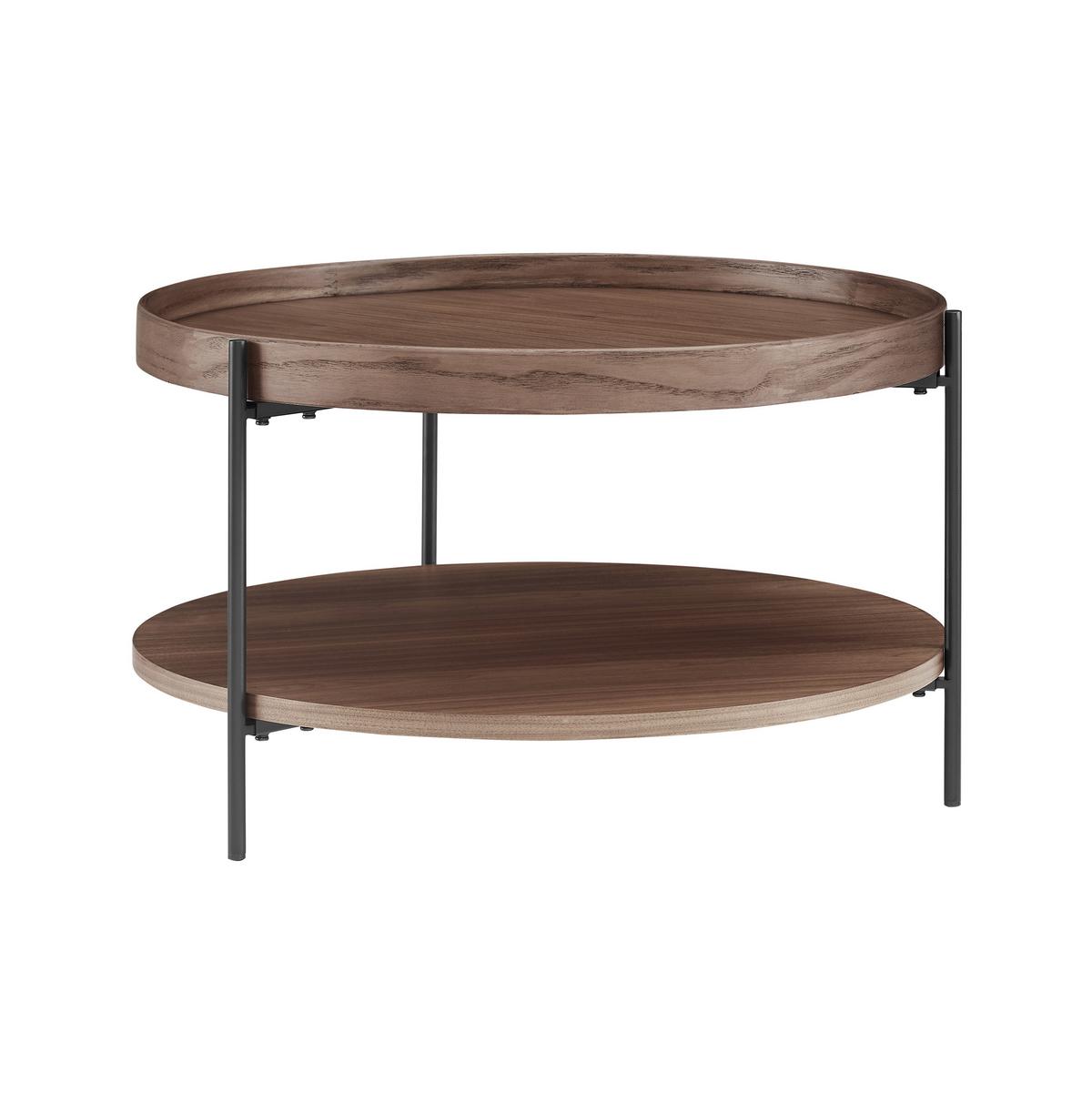 Couchtisch Walnussfarben B: 69 Cm - Walnussfarben/Schwarz, Design, Holzwerkstoff/Metall (69/69/39cm) - Livetastic