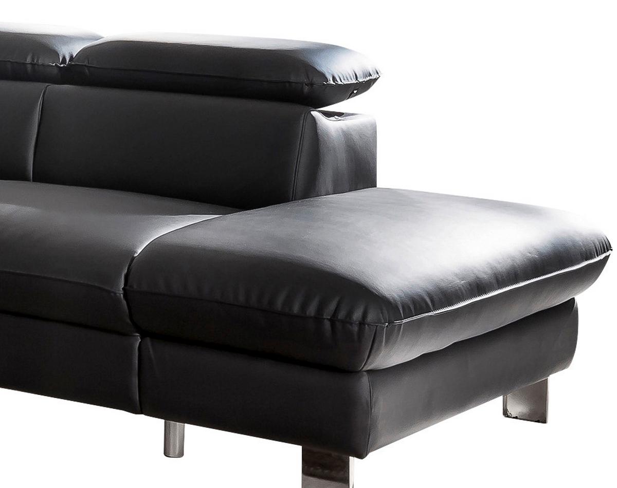 Ecksofa Mit Schlaffunktion Driver Schwarz Lederlook - Chromfarben/Schwarz, MODERN, Textil (266/214cm) - MID.YOU