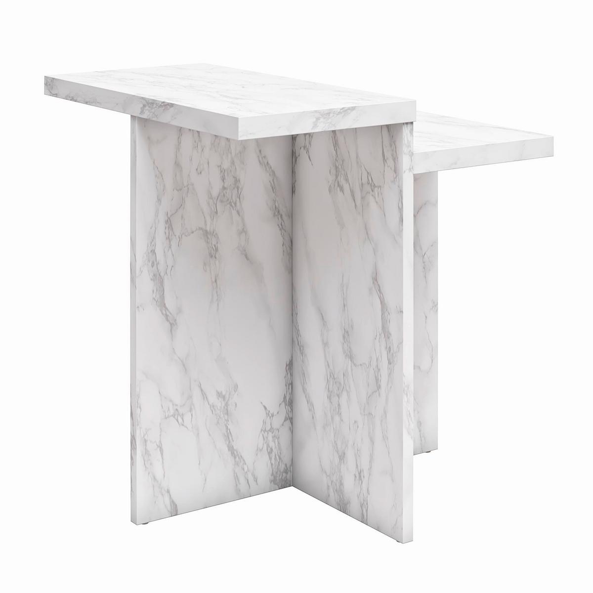 Beistelltisch Brielle Weiß Marmoroptik B: 56 cm - Weiß, Design, Holzwerkstoff (56/61/56cm) - MID.YOU
