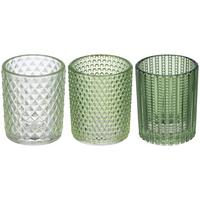 TEELICHTGLAS Selina - Dunkelgrün/Hellgrün, KONVENTIONELL, Glas (5,4/6,4cm) - Luca Bessoni