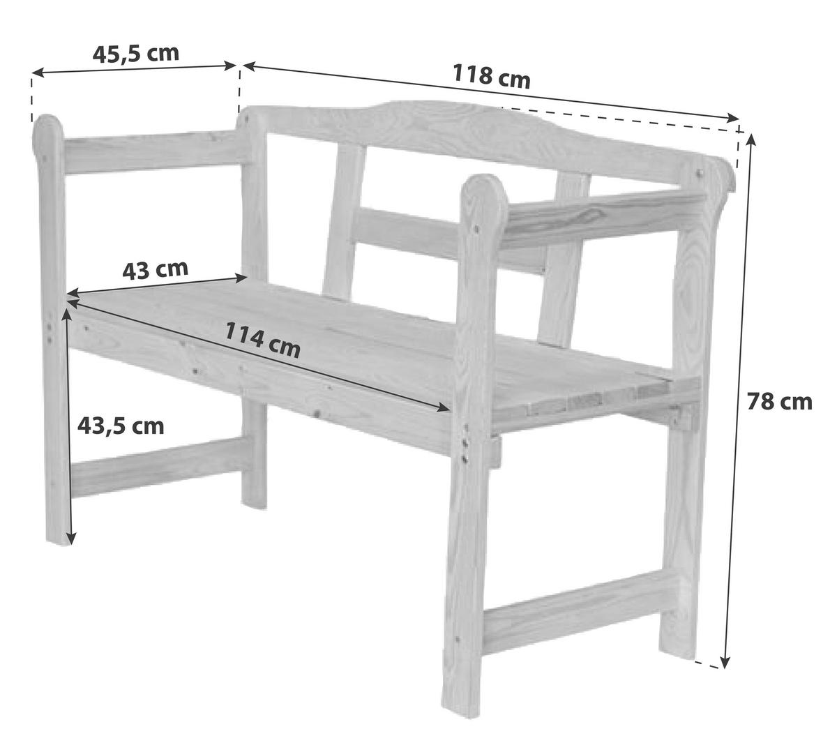 Gartenbank Fichte 2-Sitzer - Fichtefarben, Basics, Holz (118/78/45,5cm)