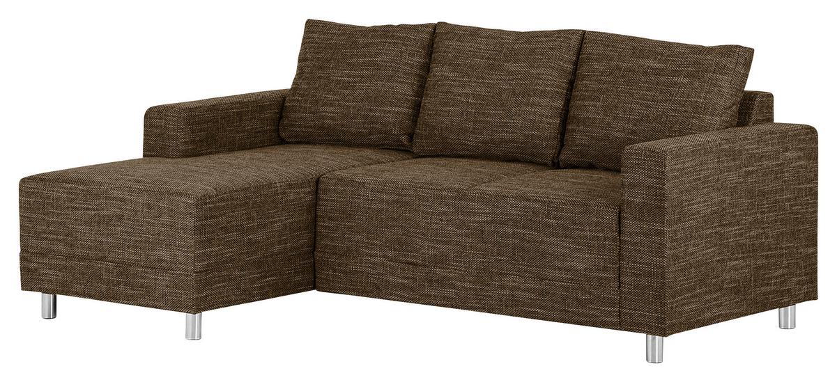 Ecksofa Grenwood Braun S: 144x200 Cm - Chromfarben/Braun, Design, Textil (144/200cm) - MID.YOU