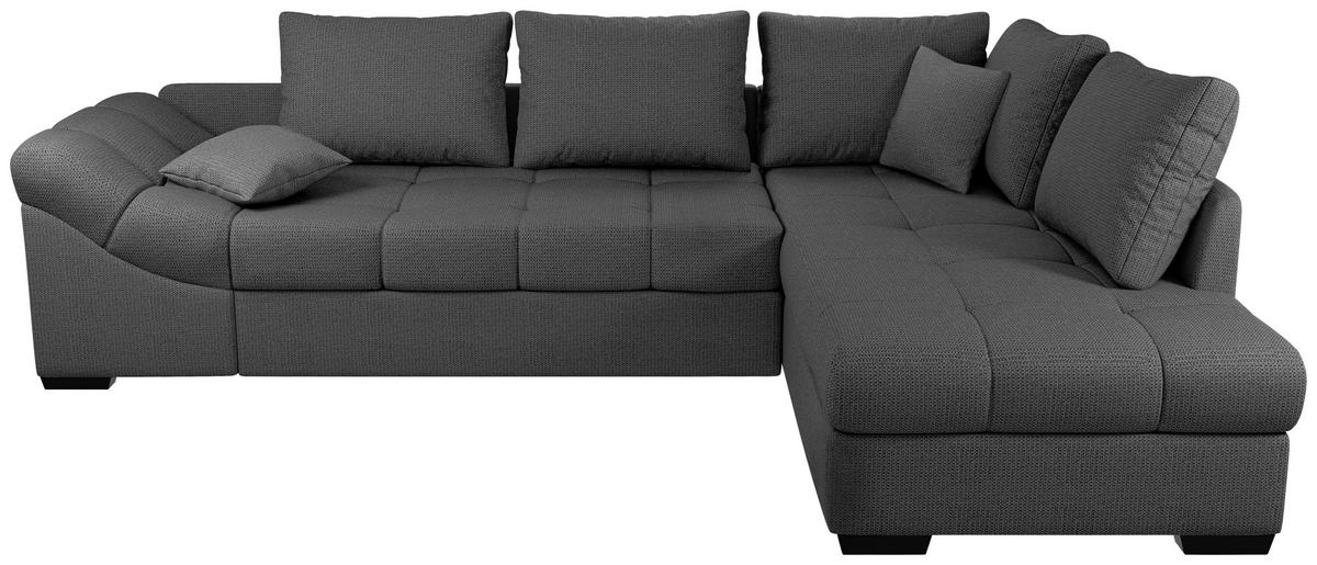 Eckschlafsofa Alvito Anthrazit S: 298x202 Cm - Anthrazit/Schwarz, MODERN, Textil (298/202cm) - MID.YOU