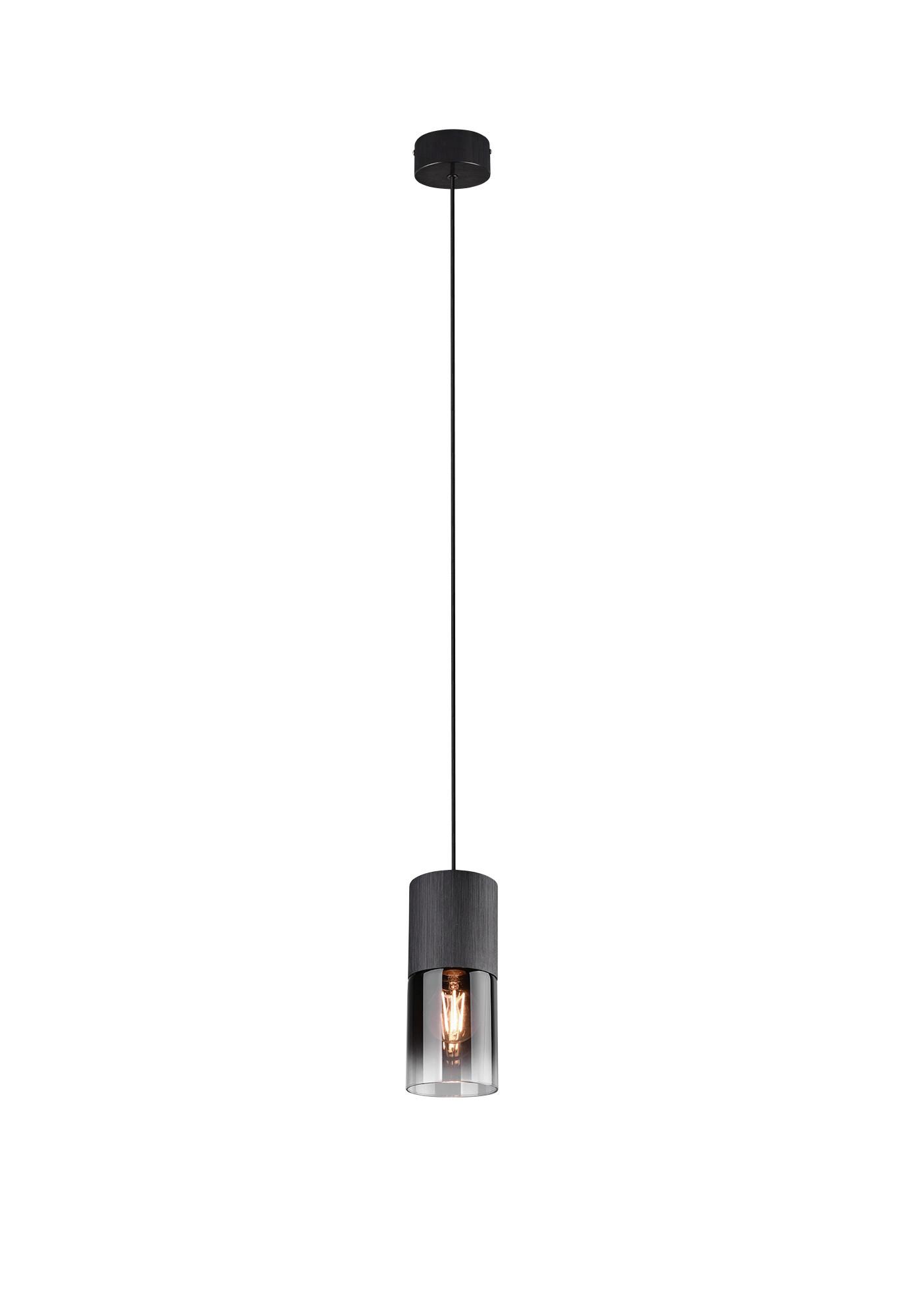Hängeleuchte Robin H: 23-150cm 1-Flammig, Beliebig Kürzbar - Schwarz, Design, Glas/Metall (10/23-150cm) - Trio Leuchten