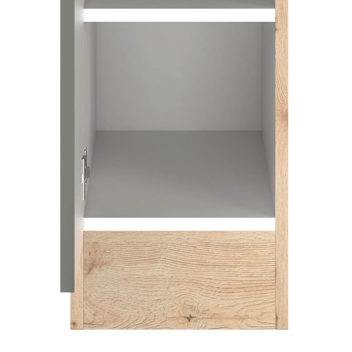 Spodná kuchynská skrinka SHADOW  US30 sivá - dub San Remo/farba ušľachtilej ocele, Modern, kov/kompozitné drevo (30/85/60cm)