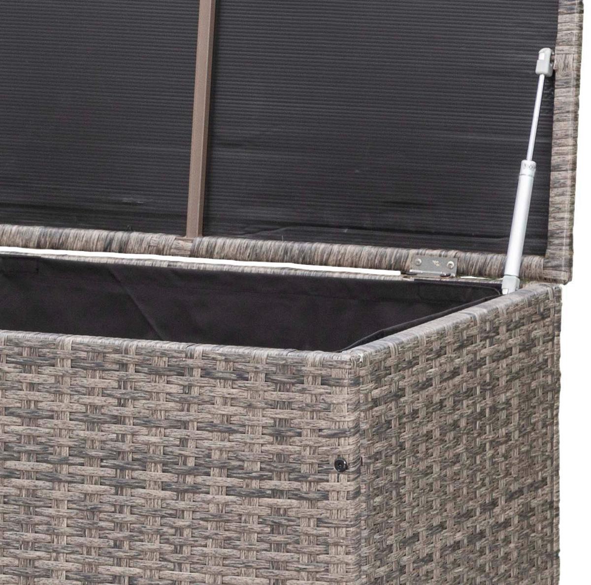 Kissenbox mit Aufklappbarem Deckel BxHxT: 123/54/60 cm - Grau, KONVENTIONELL, Kunststoff/Metall (123/54/60cm) - Gardenson
