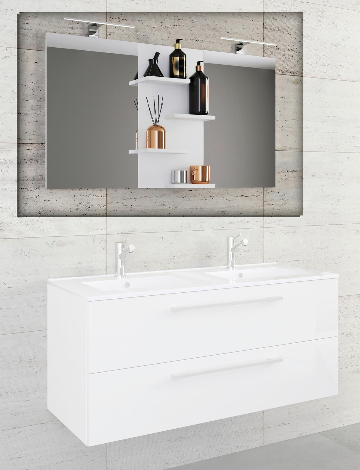 Badspiegel Budasi Bxh 112x59 Cm - Weiß, MODERN, Holzwerkstoff (112/59/11,5cm) - MID.YOU