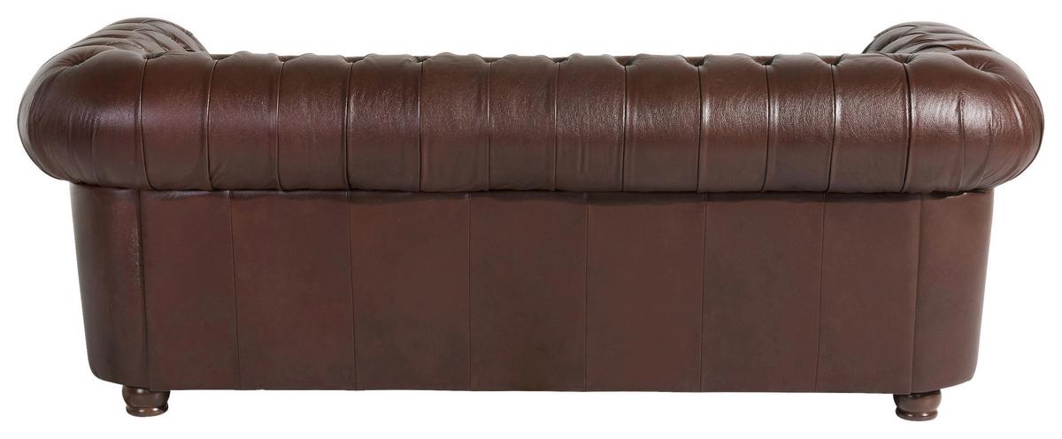Sitzgarnitur 3-Tlg. Bridgeport Echtleder Braun - Nussbaumfarben/Braun, Design, Leder/Holz (200/76/98cm) - Max Winzer