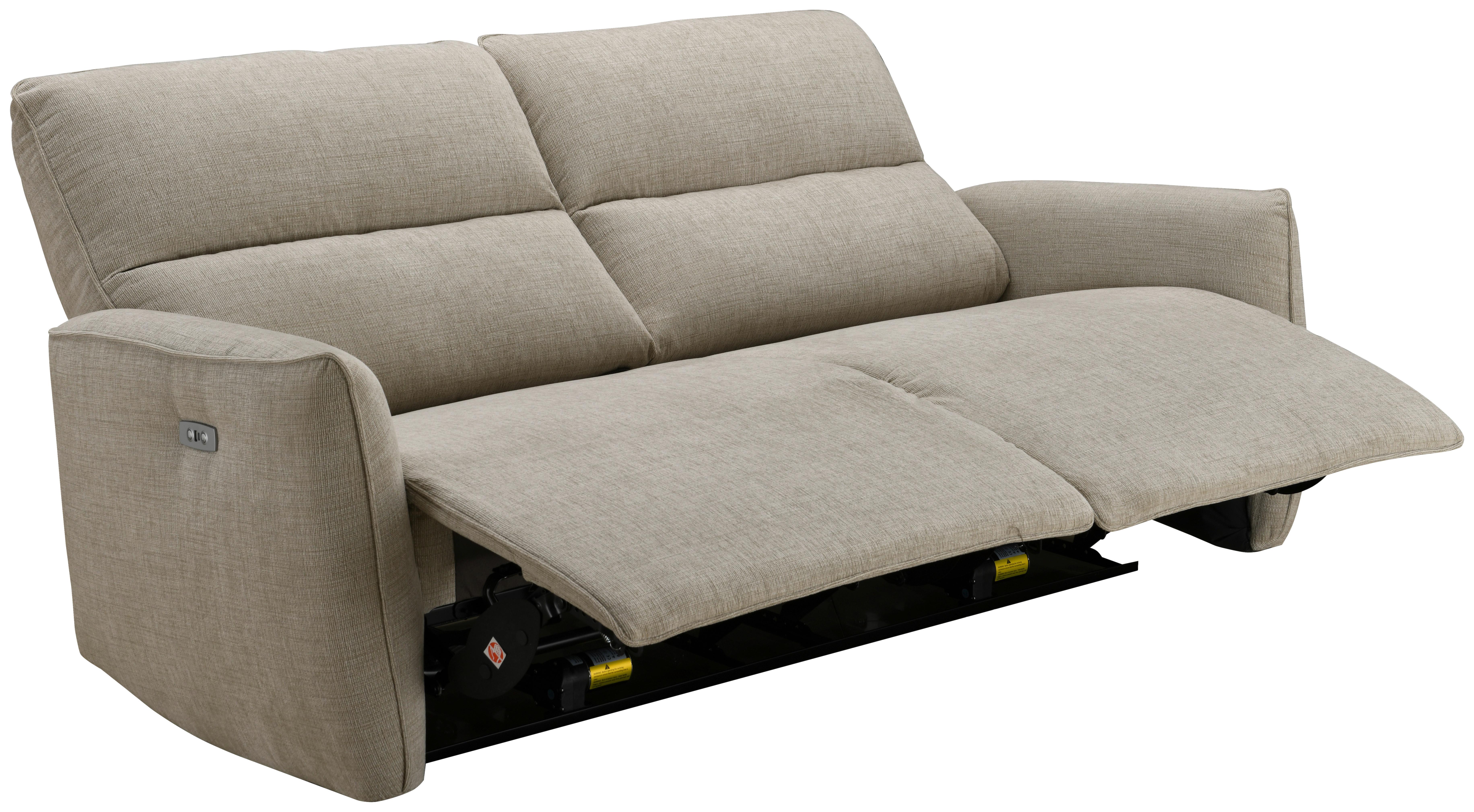2-Sitzer-Sofa Steffi inkl. Elektr. Relaxfunktion B:196 cm - Beige/Schwarz, KONVENTIONELL, Holz/Textil (196/98/93cm) - Livetastic