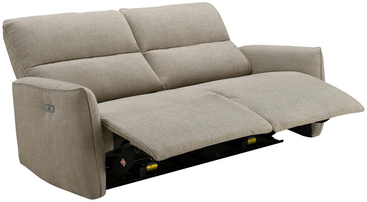 2-Sitzer-Sofa Steffi inkl. Elektr. Relaxfunktion B:196 cm - Beige/Schwarz, KONVENTIONELL, Holz/Textil (196/98/93cm) - Livetastic
