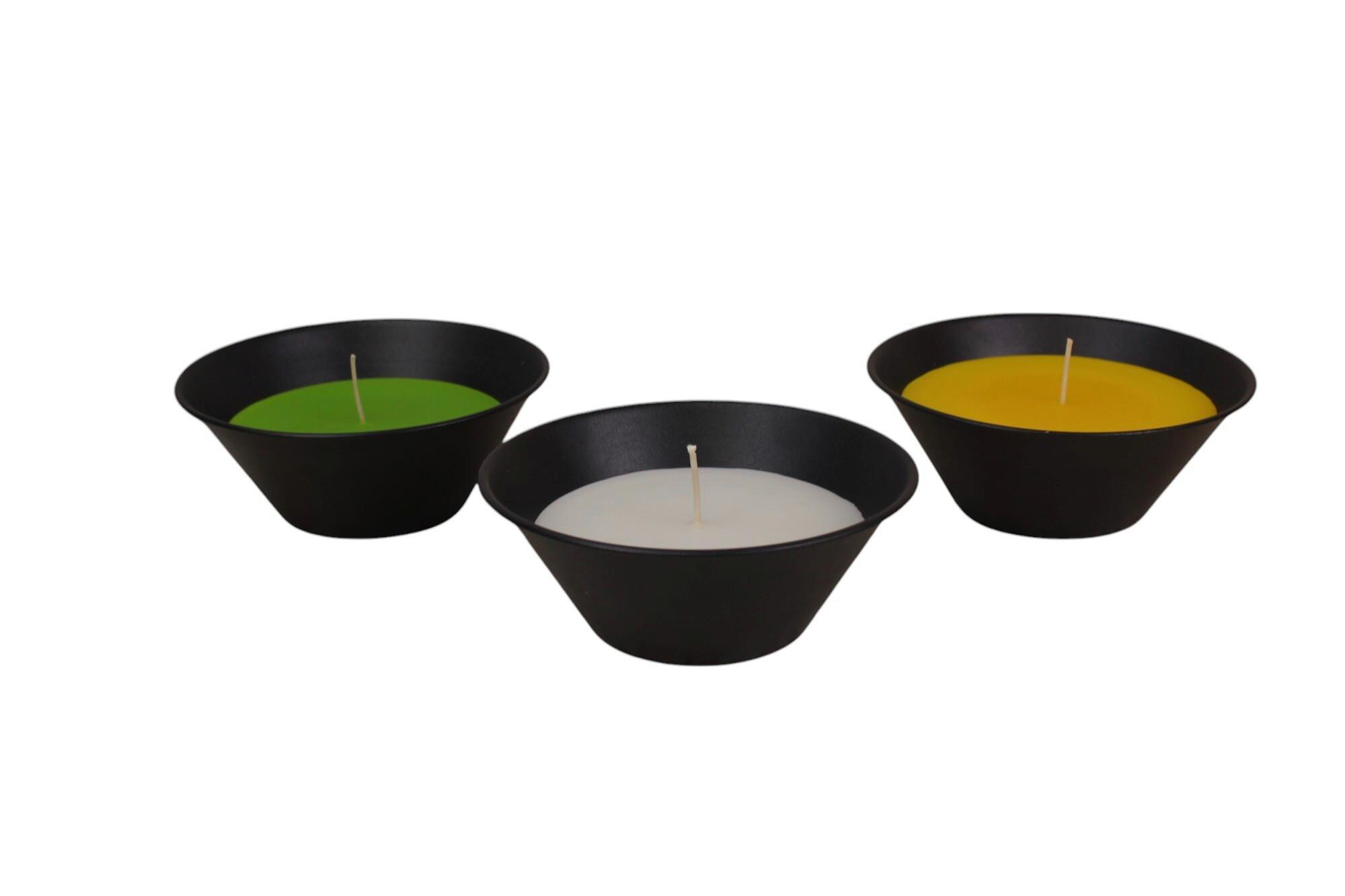 Kerze Im Topf Jan - Gelb/Weiß, KONVENTIONELL, Naturmaterialien/Textil (19/8cm) - Luca Bessoni