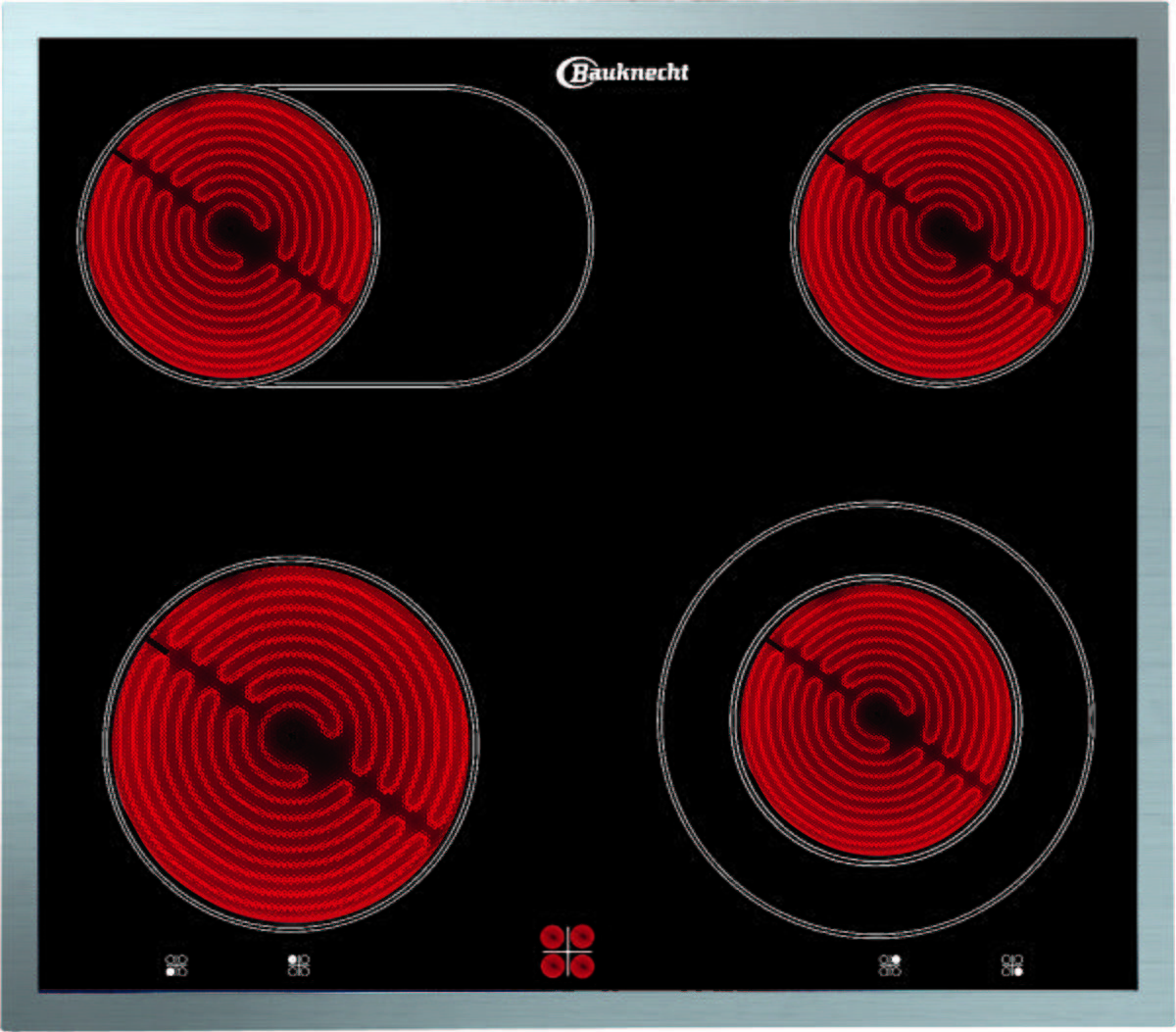 Einbauherd-Set Heko H300 B: 59,5 cm Elektro-Glaskeramik - Edelstahlfarben, Basics, Glas/Metall (59,5/59,5/56,6cm) - Bauknecht
