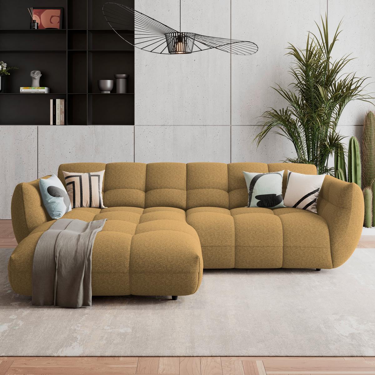 Ecksofa Panda Chenille gold, 178x280cm - Dunkelgrün/Goldfarben, Trend, Textil (178/280cm)