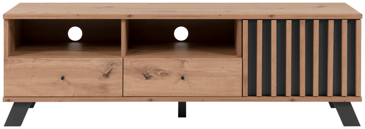 Lowboard Medan B: 138 cm Anthrazit/Eiche Dekor - Anthrazit/Eiche Artisan, LIFESTYLE, Holzwerkstoff (138/44/40cm) - MID.YOU