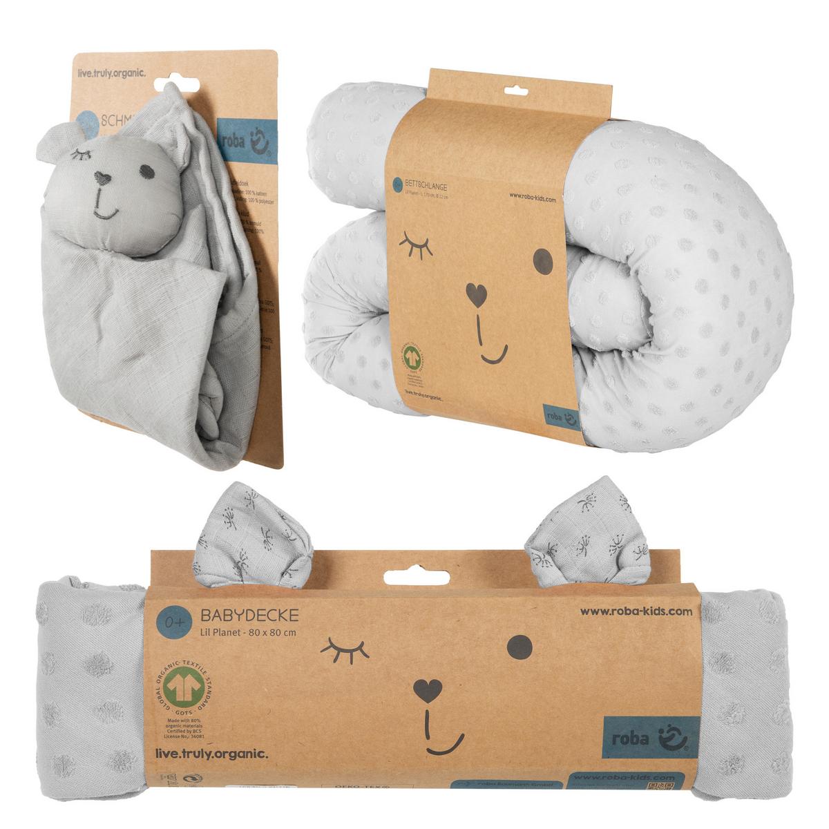 Geschenkset silbergrau Kuscheln & Spielen - Hellgrau, MODERN, Textil - Roba