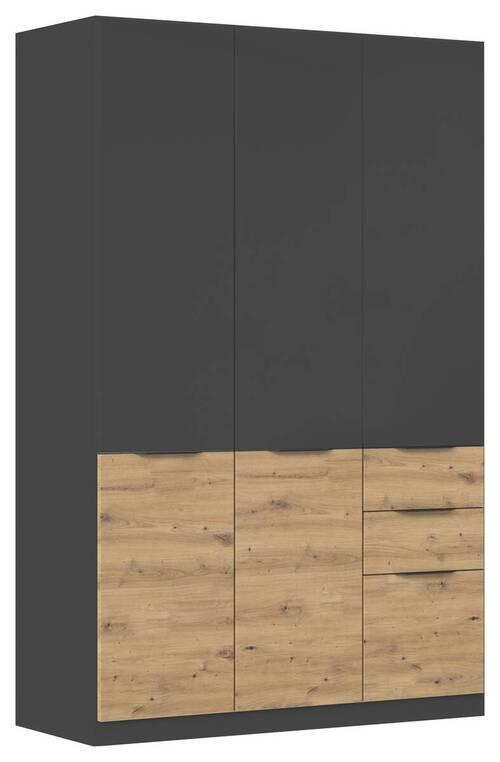 Šatní skříň MAX-EXTRA,3-dveřová - šedá/dub artisan, Konvenční, kompozitní dřevo/plast (136/210/54cm) - James Wood