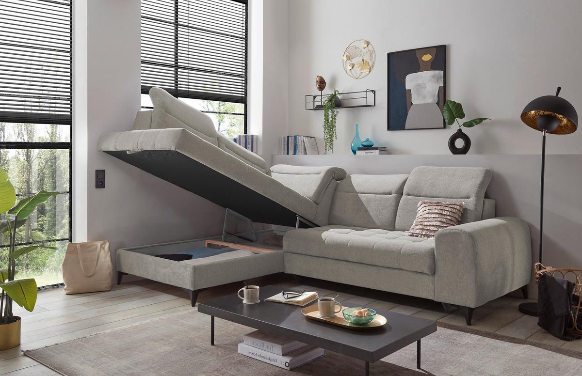 Ecksofa Rockdale Taupe S: 200x282 Cm - Taupe/Schwarz, KONVENTIONELL, Textil (200/282cm) - MID.YOU