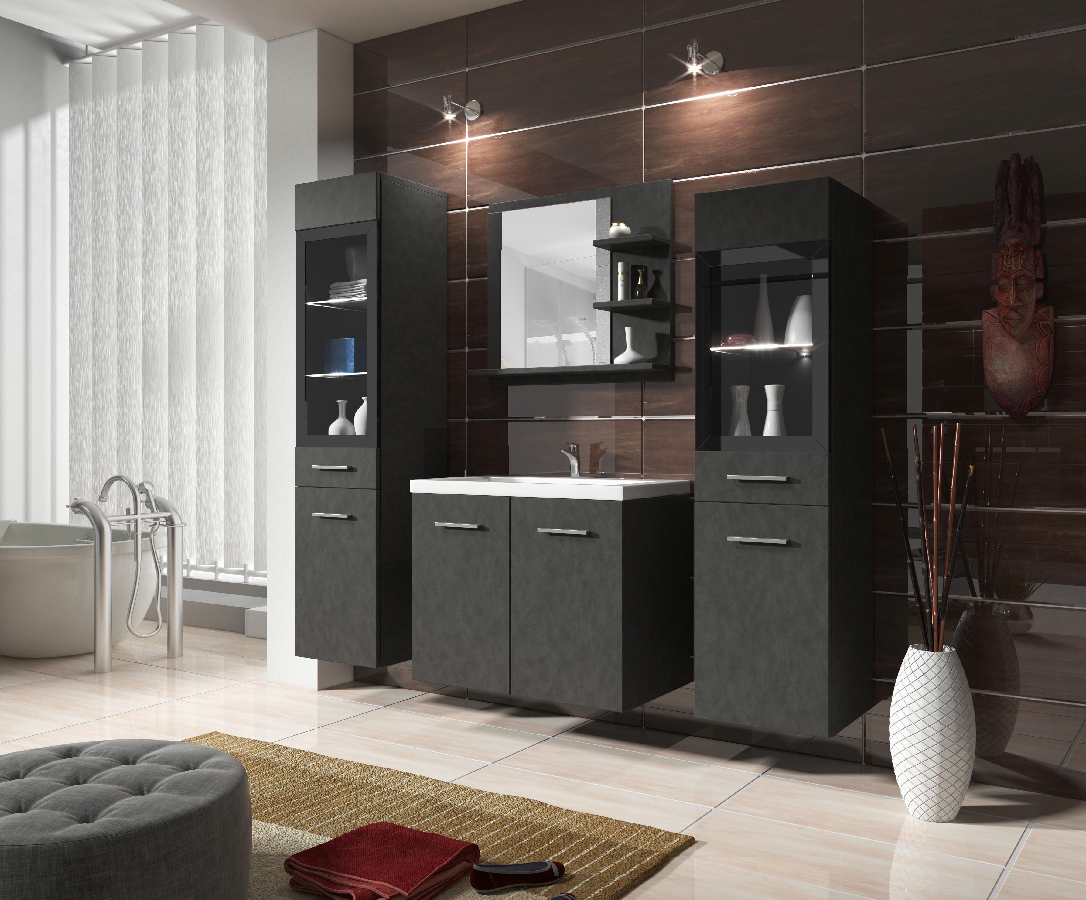 Kúpeľňa 5-dielna MADRIT dekor antracit matný - biela/antracitová, Lifestyle, kompozitné drevo/plast (120cm) - P & B