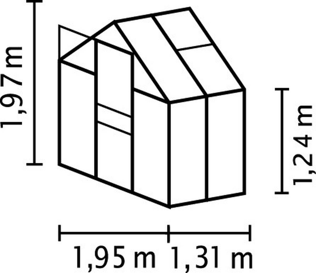 Gewächshausbausatz Comet 2500 2,5 M2 Metall/kunststoff - Alufarben, Basics, Kunststoff/Metall (195/209,5/131cm)