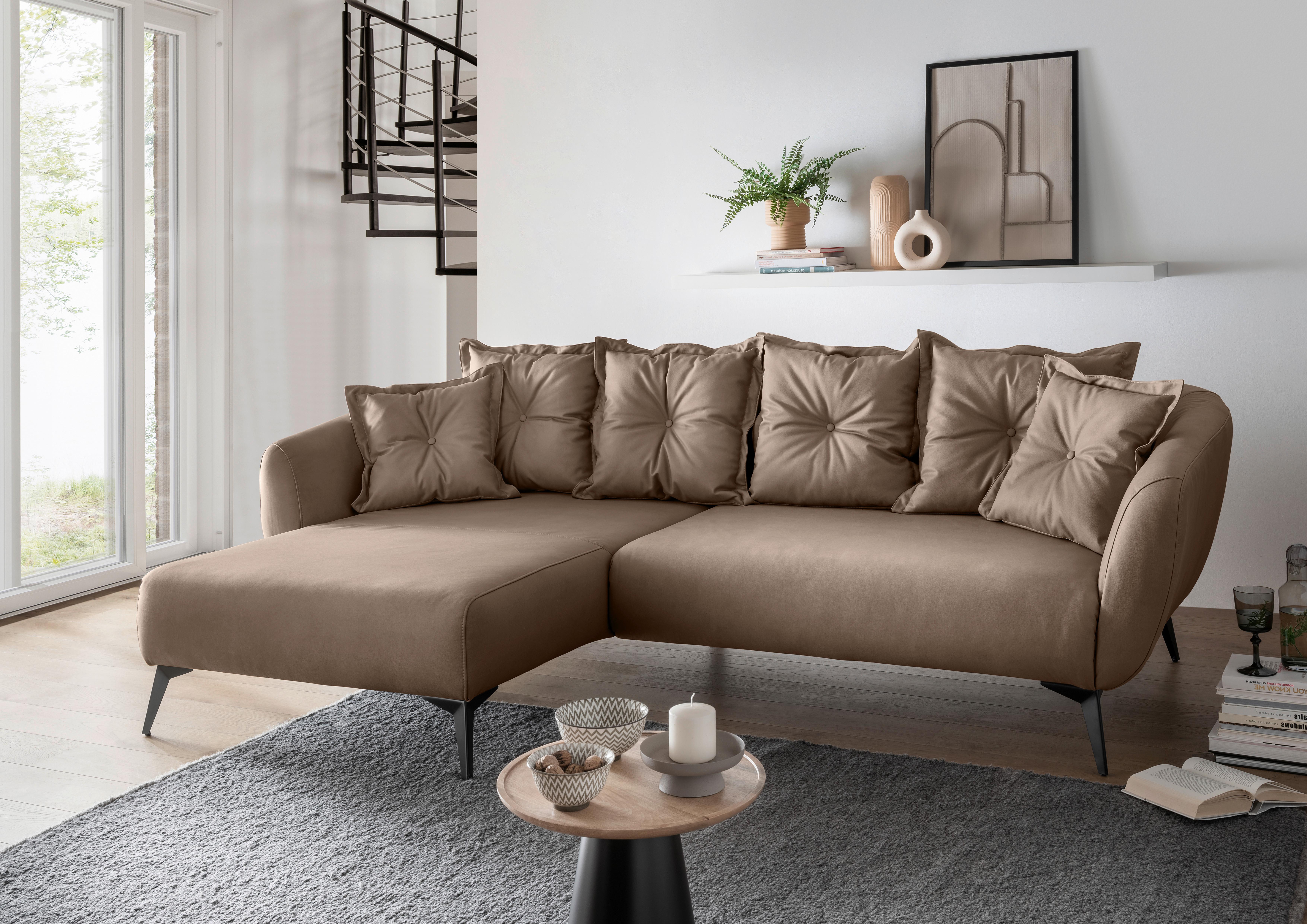 Ecksofa Baggio Braun S: 162x277 Cm - Schwarz/Braun, MODERN, Textil (162/277cm) - Livetastic