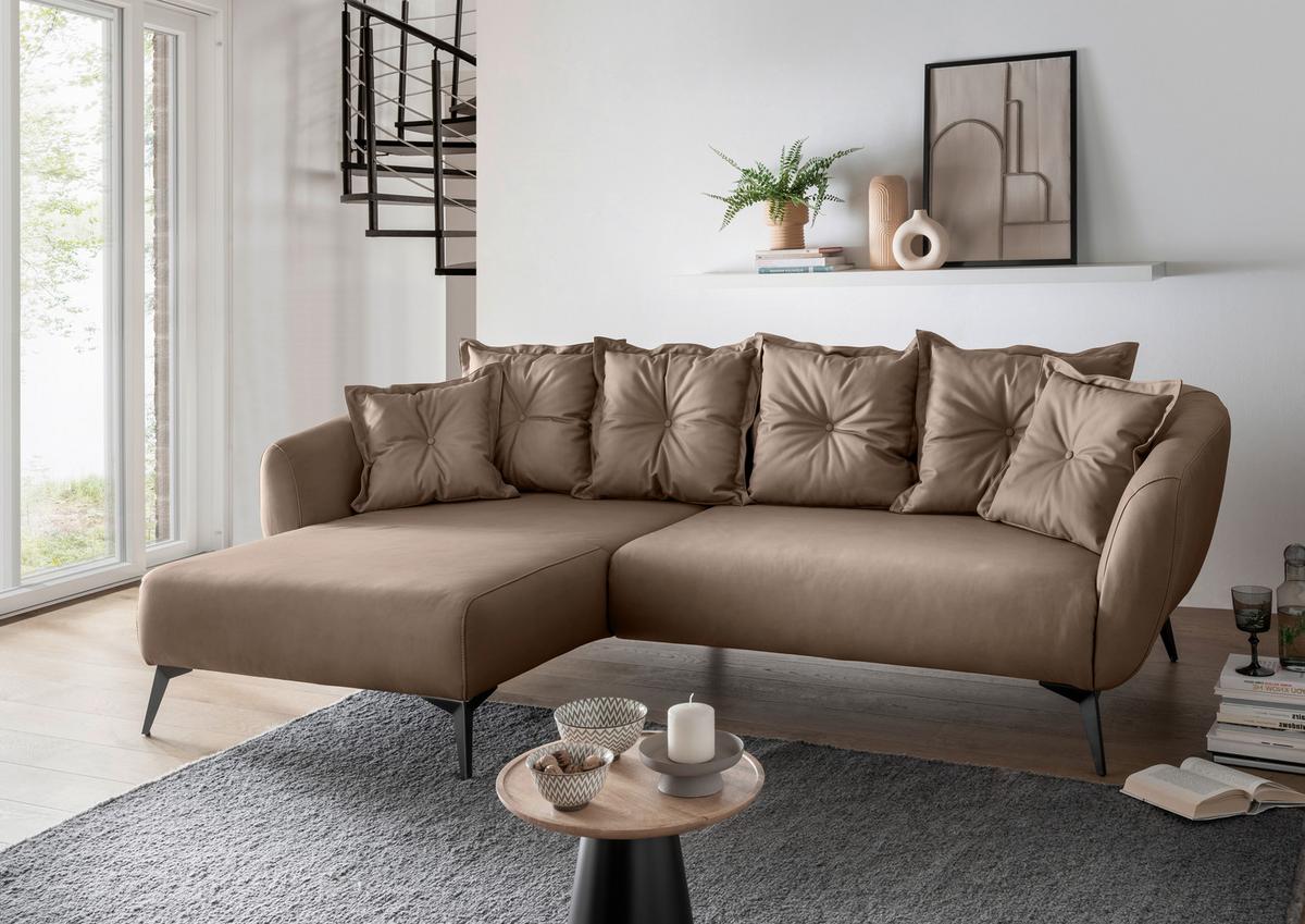 Ecksofa Baggio Braun S: 162x277 Cm - Schwarz/Braun, MODERN, Textil (162/277cm) - Livetastic